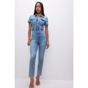 NEW Good American Denim Jumpsuit Fit for Success Blue 274 sz XS Casual Normcore